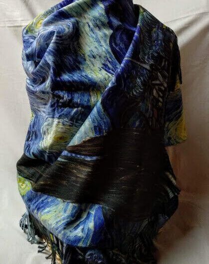 Pasmina Cashmere estampado inspirado cuadro van Gogh Nuevo con etiquetas (105)