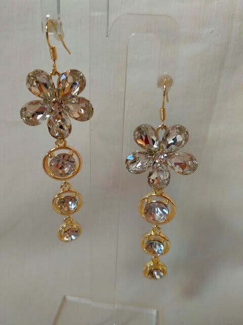 Pendientes bisutería mujer largos modelo Flor gancho abierto Nuevos