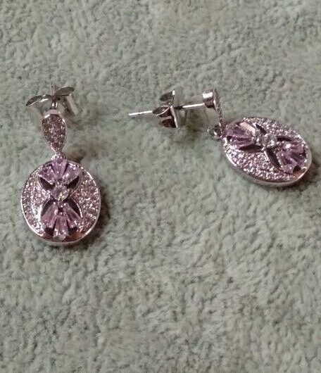 Pendientes bisuteria rodiada  piedras color Presión Nuevos (106)