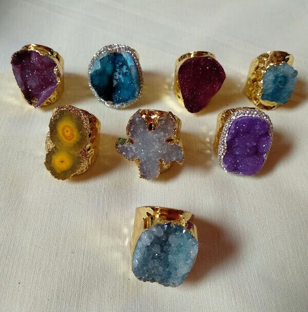 Anillo sortija mujer bisutería geoda colores Nuevo