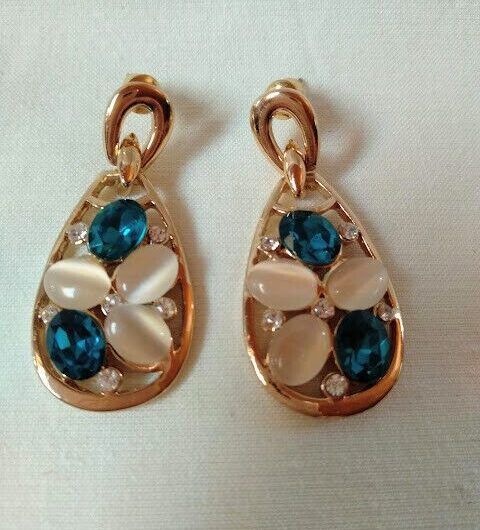 Pendientes mujer bisutería dorados piedras cierre presión Nuevos