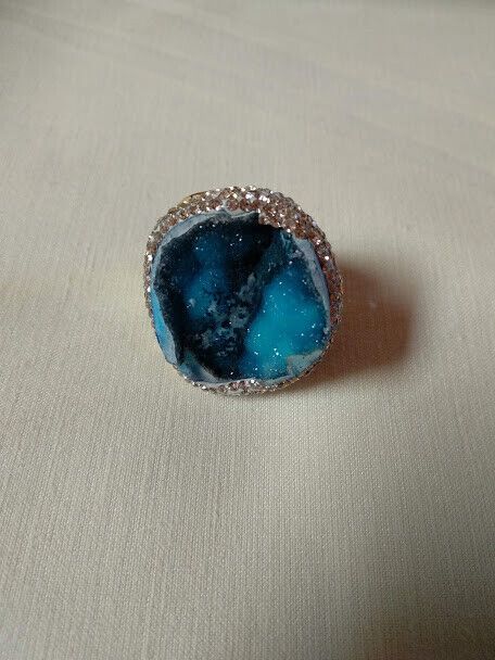 Anillo sortija mujer bisutería geoda colores Nuevo - Imagen 13